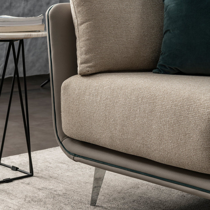 Modern mixed weave fabric microfiber leather 3 seater sofa vanta material variants.