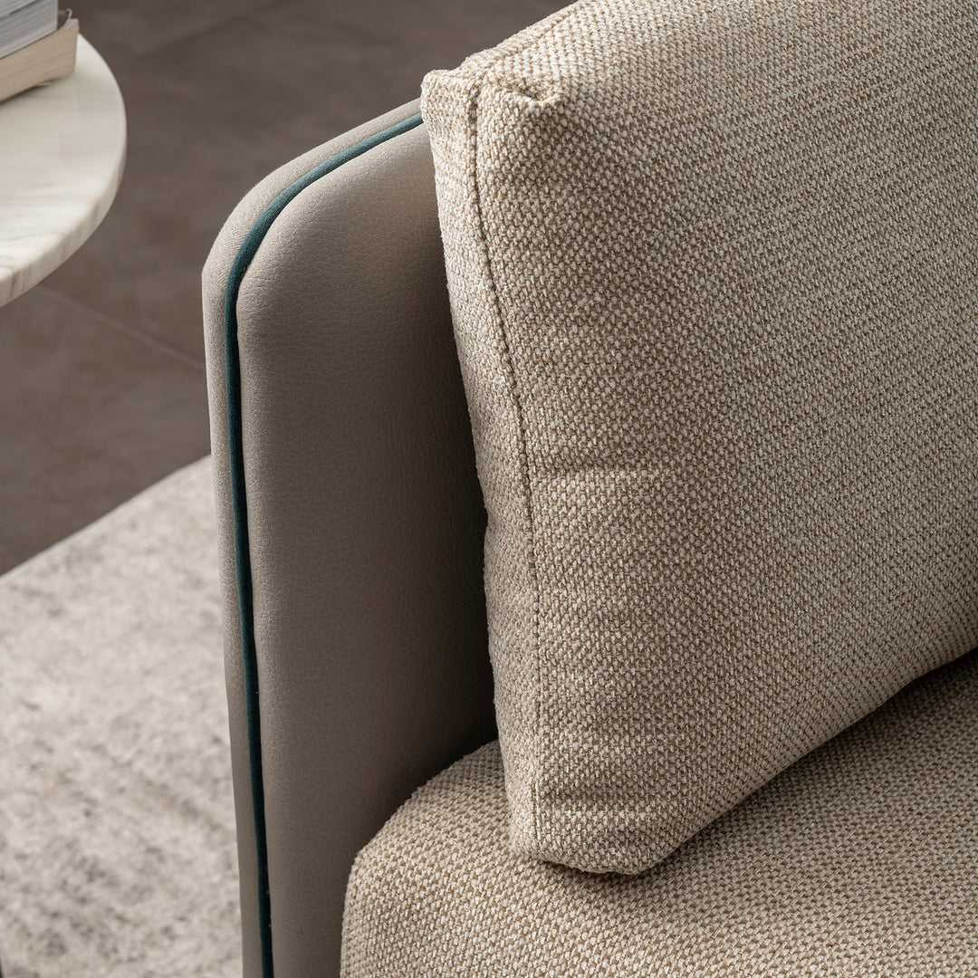 Modern mixed weave fabric microfiber leather 3 seater sofa vanta in real life style.