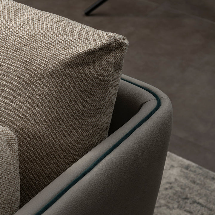 Modern Mixed Weave Fabric Microfiber Leather 3 Seater Sofa VANTA