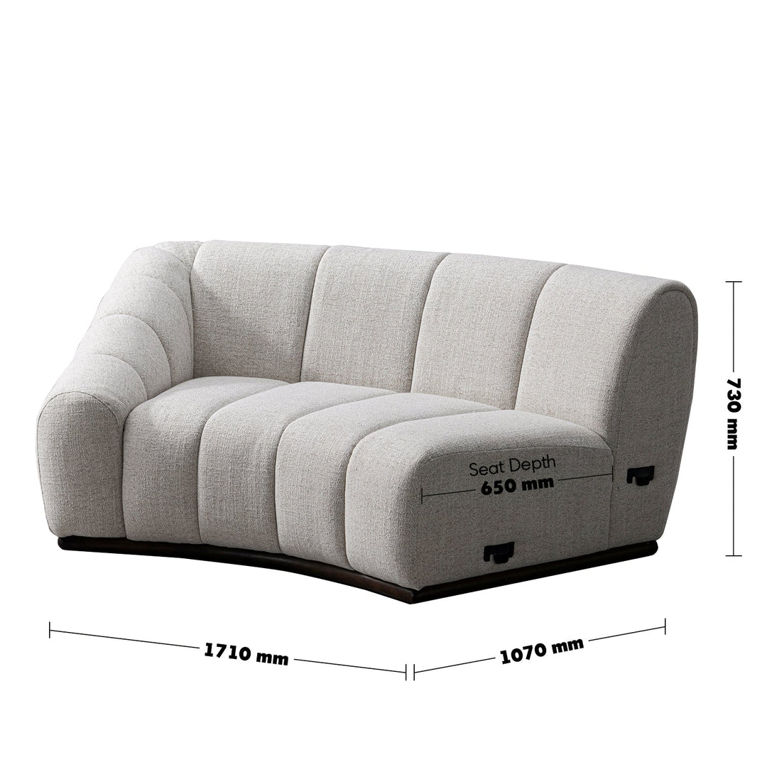 Modern mixed weave fabric modular corner 1 seater sofa bento size charts.