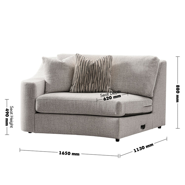 Modern Mixed Weave Fabric Modular Corner 2 Seater Sofa TERRA