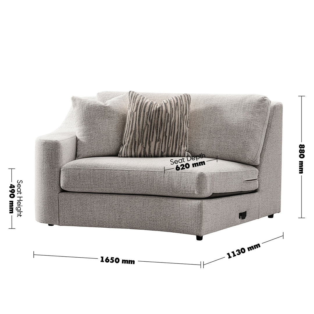 Modern mixed weave fabric modular corner 2 seater sofa terra size charts.