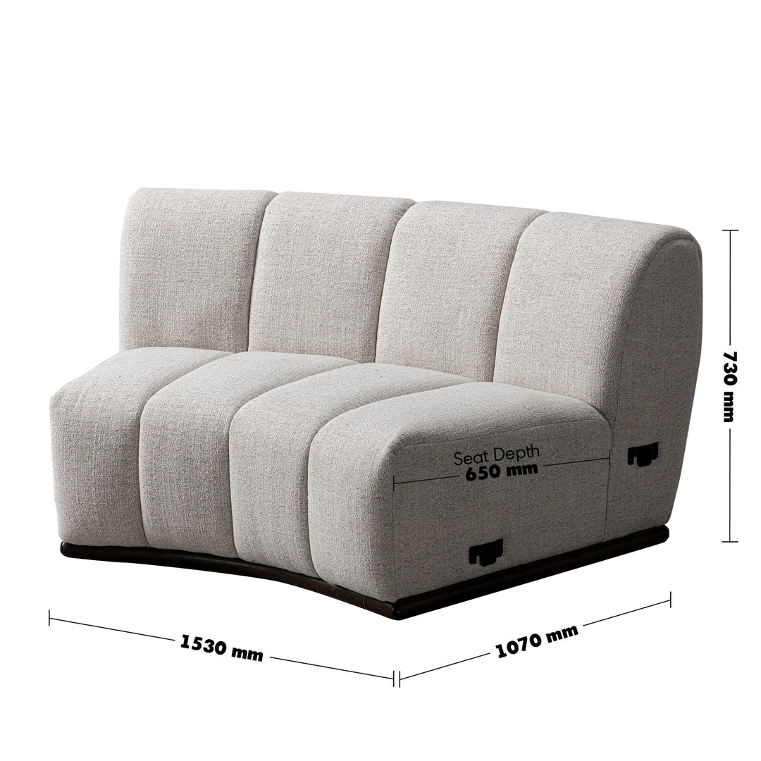 Modern mixed weave fabric modular joint connection 1 seater sofa bento size charts.