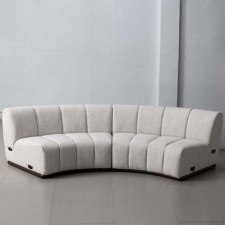 Modern mixed weave fabric modular joint connection 1 seater sofa bento with context.