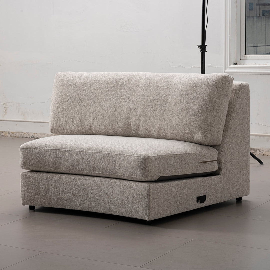 Modern mixed weave fabric modular joint connection 1 seater sofa terra primary product view.