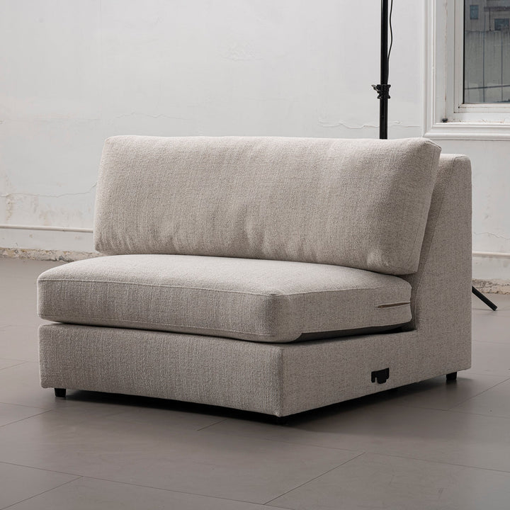 Modern mixed weave fabric modular joint connection 1 seater sofa terra primary product view.
