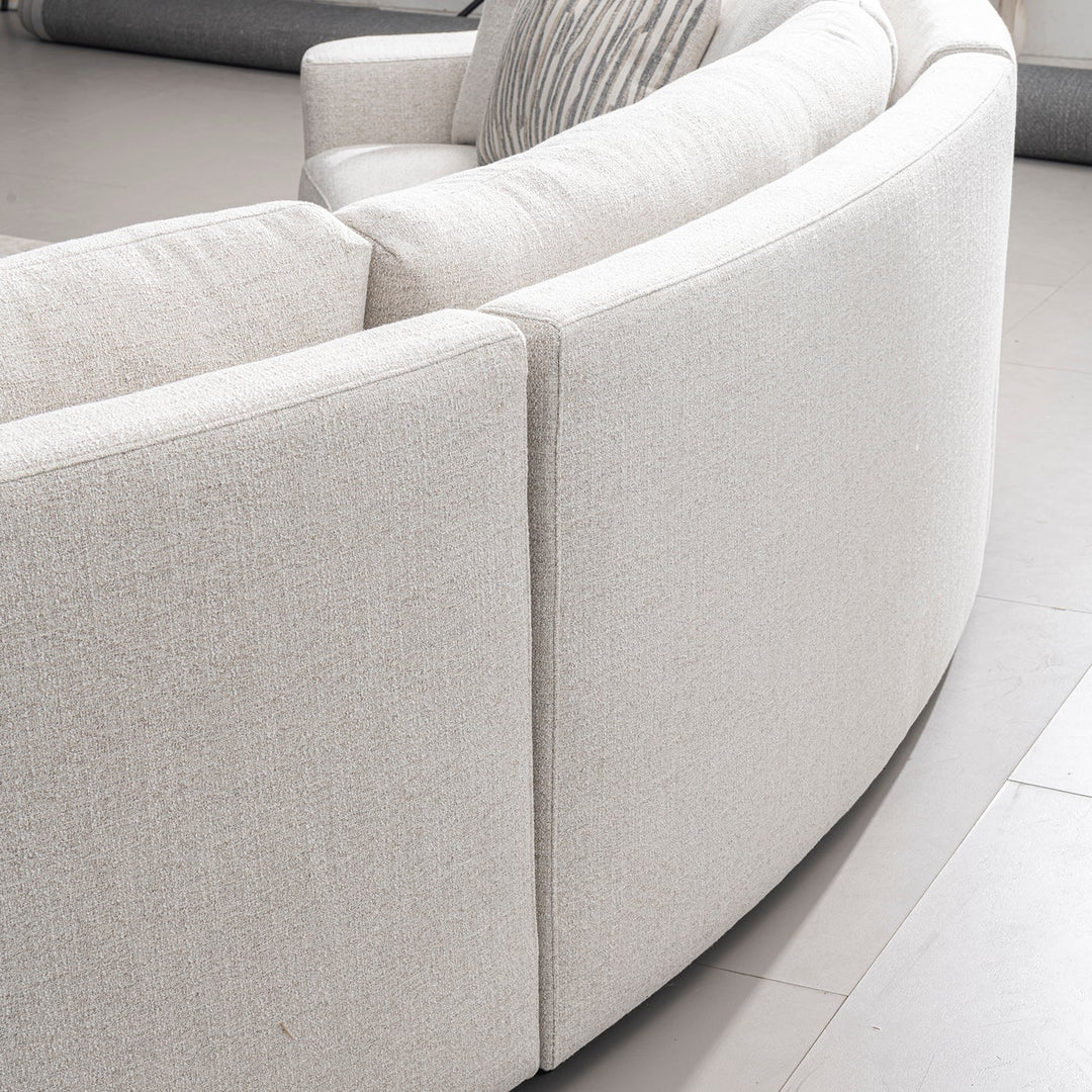 Modern mixed weave fabric modular joint connection 1 seater sofa terra with context.