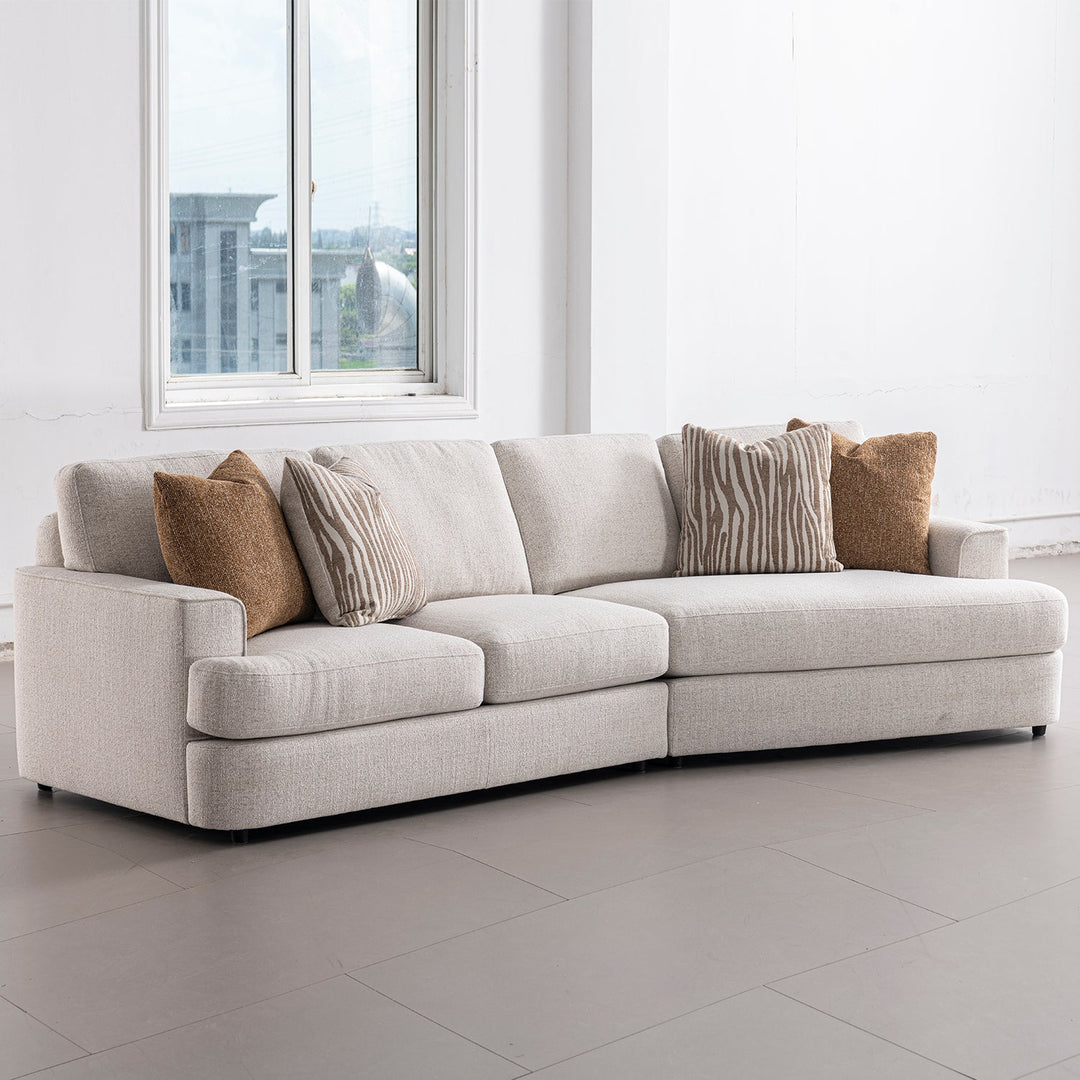 Modern mixed weave fabric modular l shape sectional sofa 3+l lucent in still life.