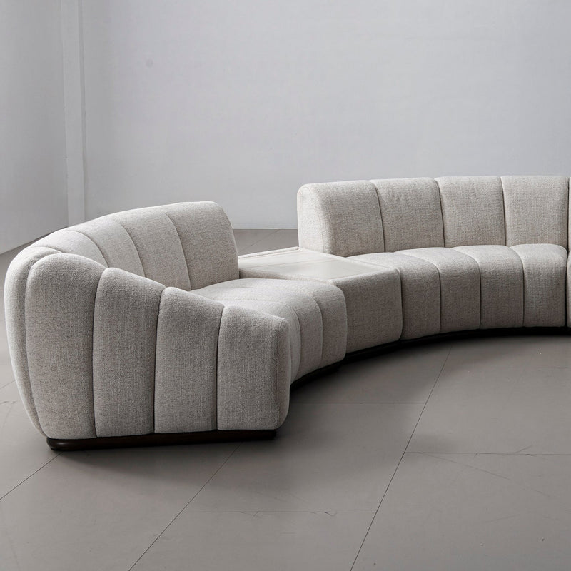 Modern mixed weave fabric modular sectional 4 seater sofa bento in real life style.