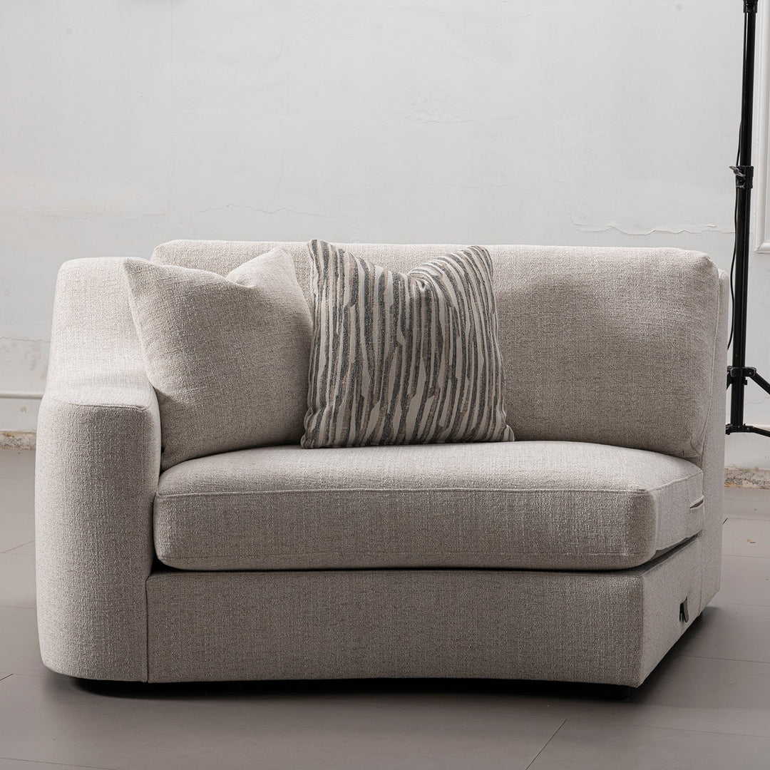Modern mixed weave fabric modular sectional 5 seater sofa terra in still life.