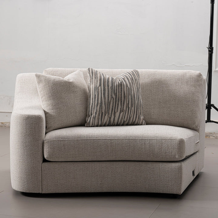 Modern mixed weave fabric modular sectional 5 seater sofa terra in still life.
