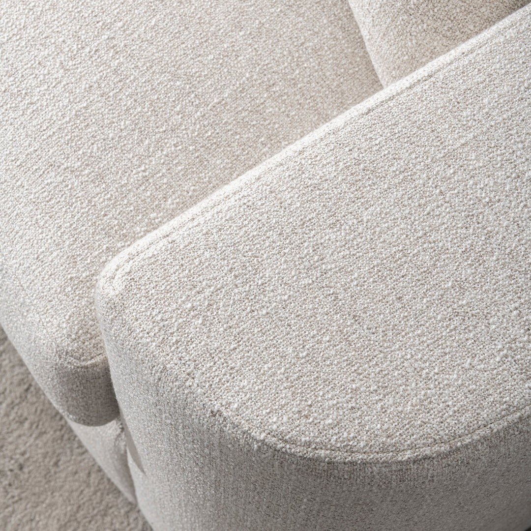 Modern mixed weave fabric modular sectional 7 seater sofa terra in panoramic view.