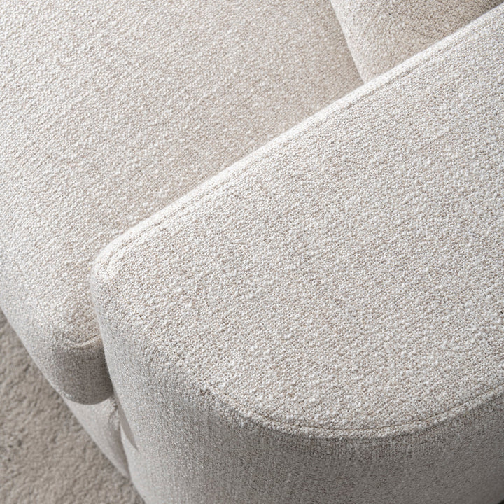 Modern mixed weave fabric modular sectional 7 seater sofa terra in panoramic view.