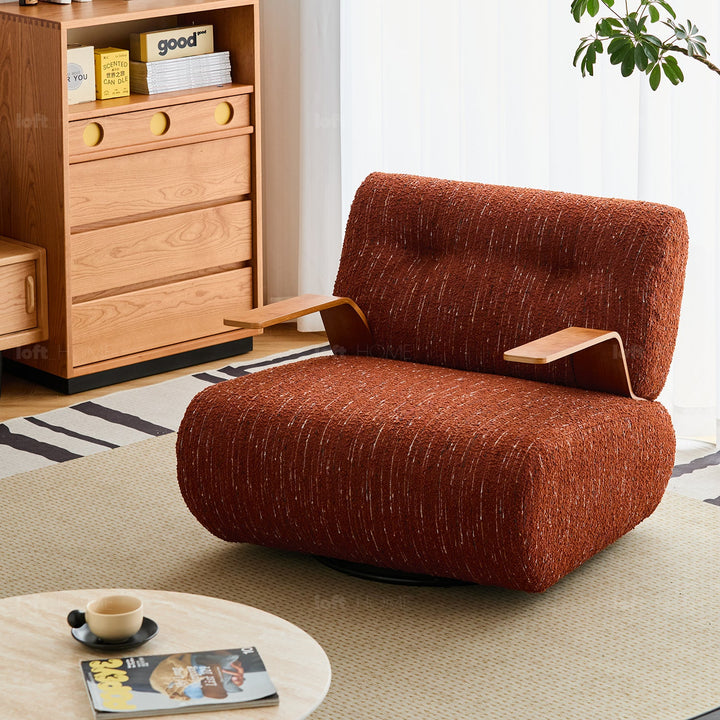 Modern Mixed Weave Fabric Revolving 1 Seater Sofa BENNY