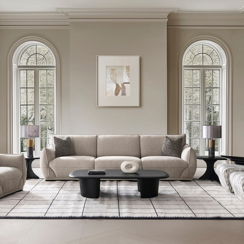 Modern mixed weave fabric sectional 4 seater sofa cloudy primary product view.