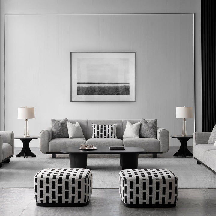 Modern Mixed Weave Fabric Sectional 4 Seater Sofa GRIDDY