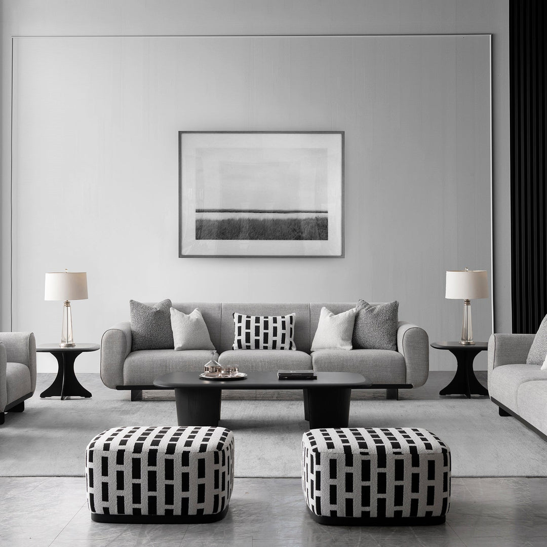 Modern mixed weave fabric sectional 4 seater sofa griddy primary product view.