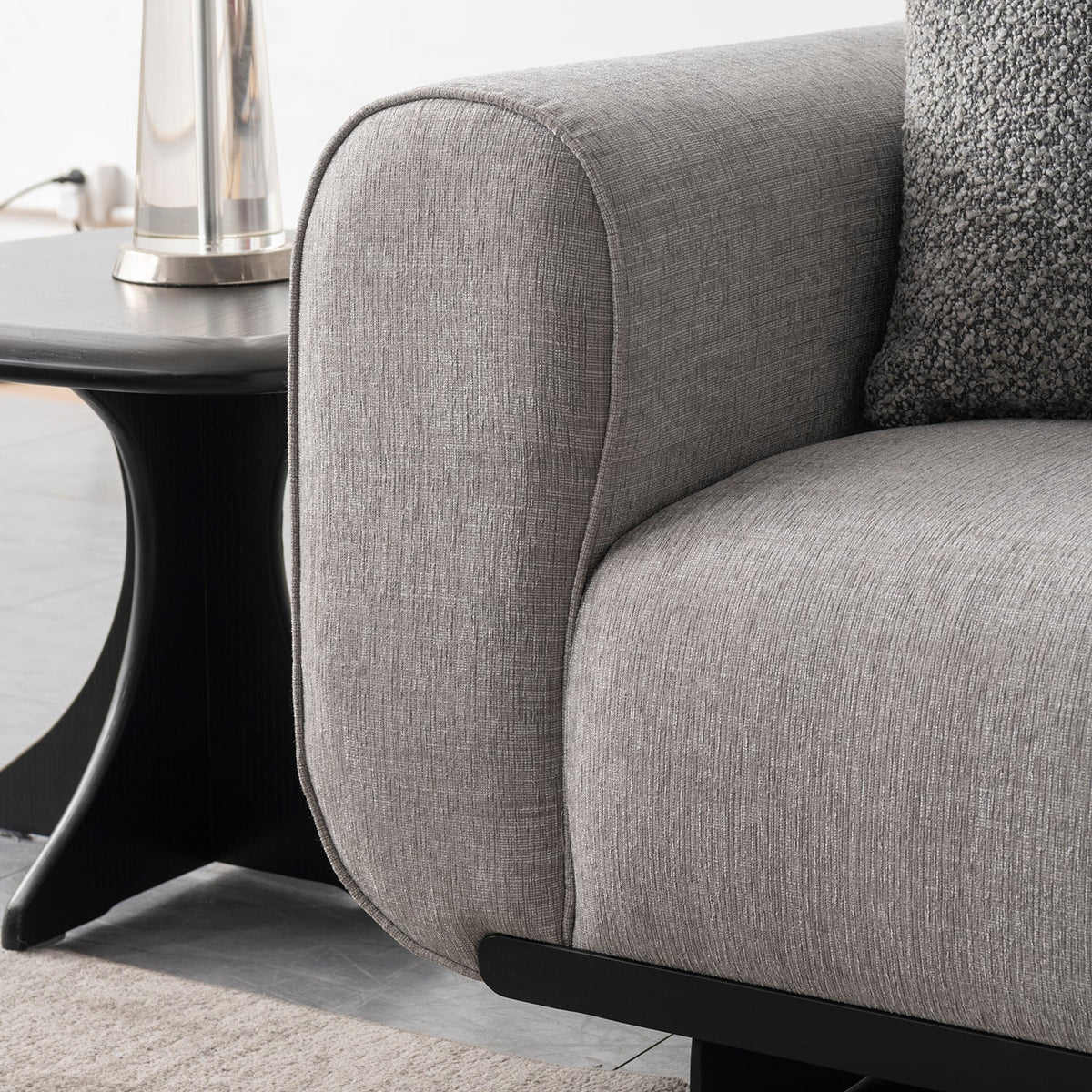 Modern mixed weave fabric sectional 4 seater sofa griddy in real life style.