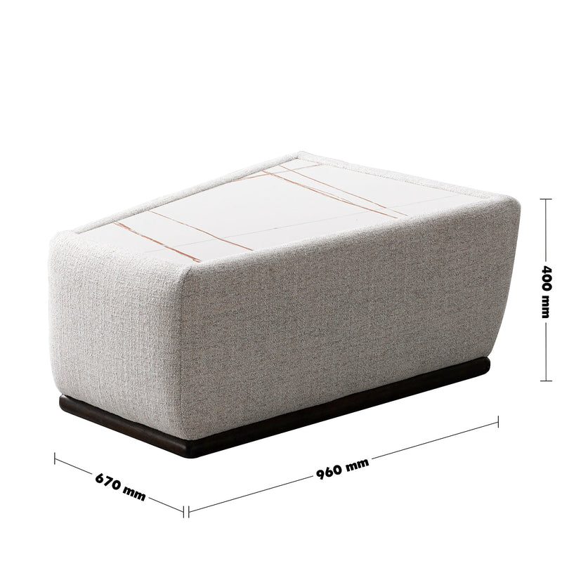 Modern mixed weave fabric sintered stone modular sofa side table bento color swatches.