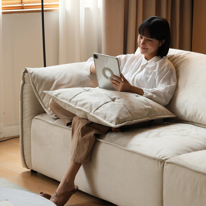 Modern Suede Fabric Sectional 3 Seater Sofa LOOMA