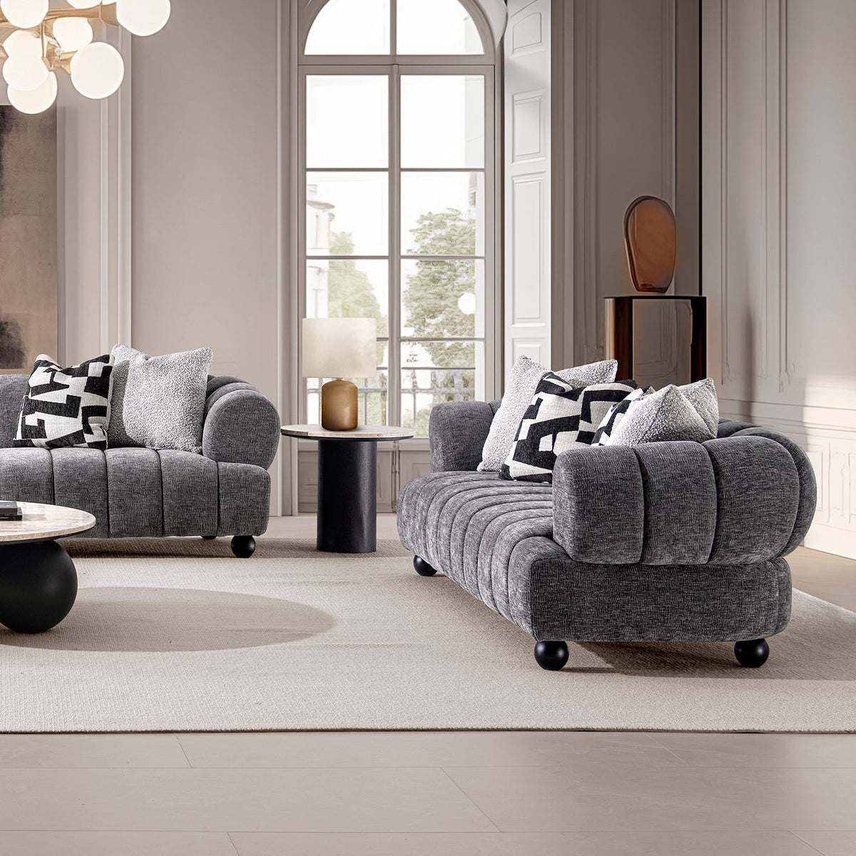 Modern Velvet Fabric 3 Seater Sofa RAVEN More Details and Instruction