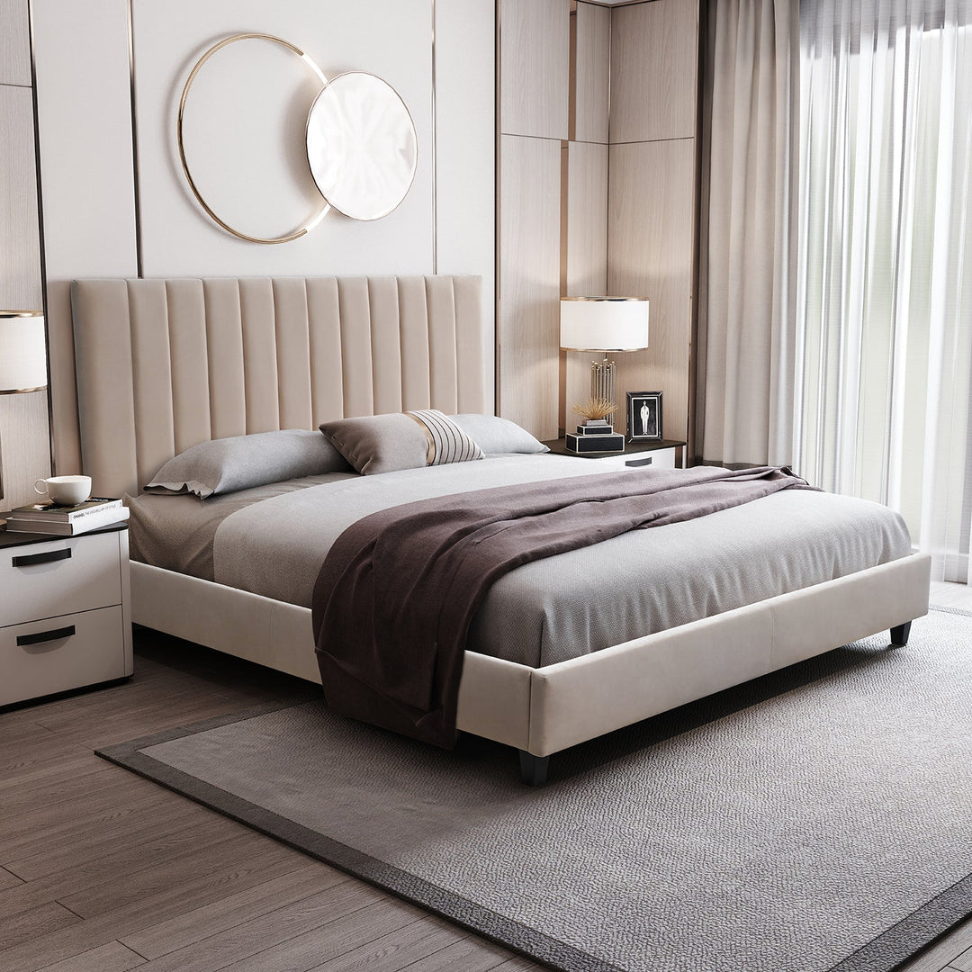 Modern Velvet Fabric Bed Frame RENO