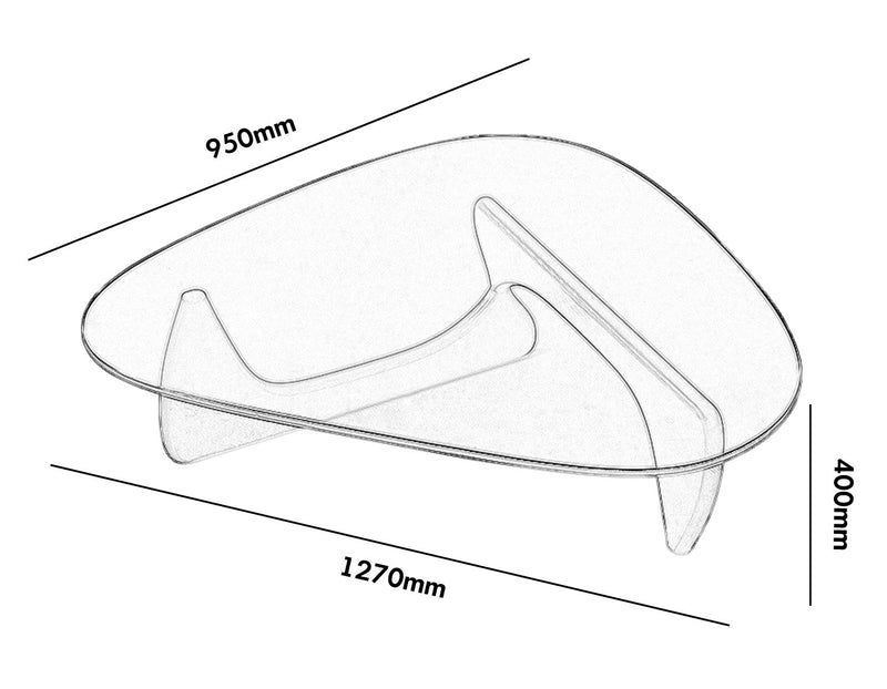 Bauhaus Tempered Glass Coffee Table NOGUCHI Size Chart