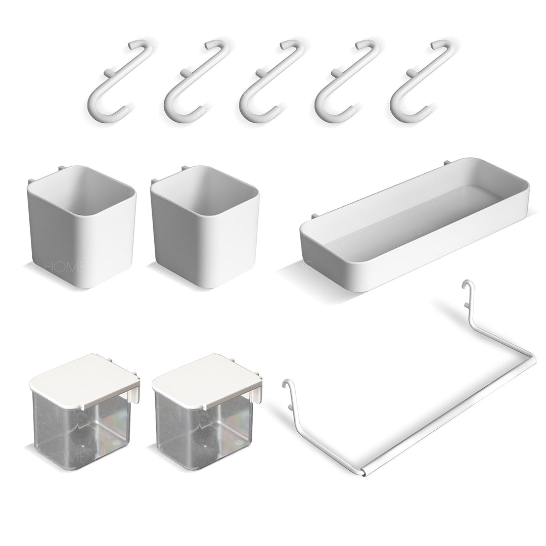 Pegboard Hooks Racks Storage Boxes Accessories Set HOOKUP