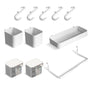 Set C: 5 Hooks / 2 Square Storage Box / 2 Square Storage Box with Cover / 1 Rectangular Storage Box / 1 Long Hanger
