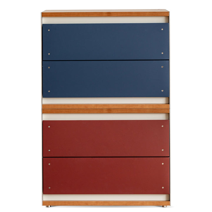 Bauhaus aluminium modular chest of drawer geometric in white background.