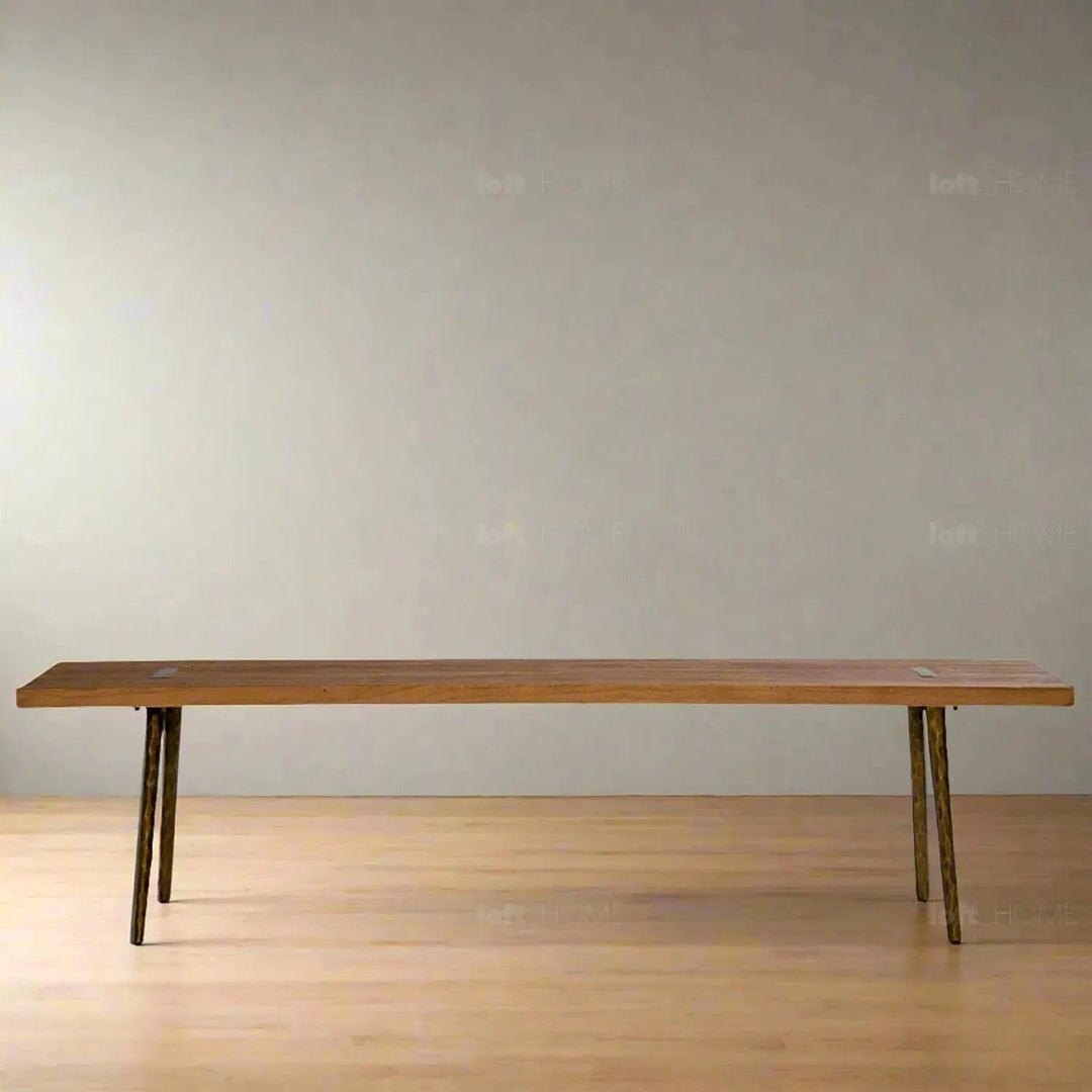 Rustic elm wood dining bench splendor primary product view.