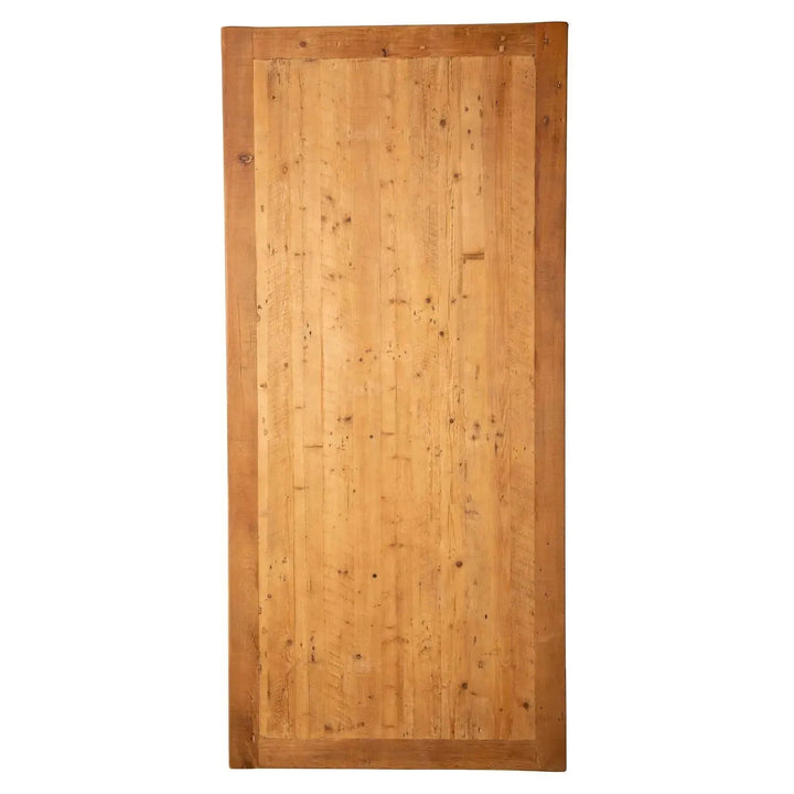 Rustic pine wood dining table pastoral in real life style.