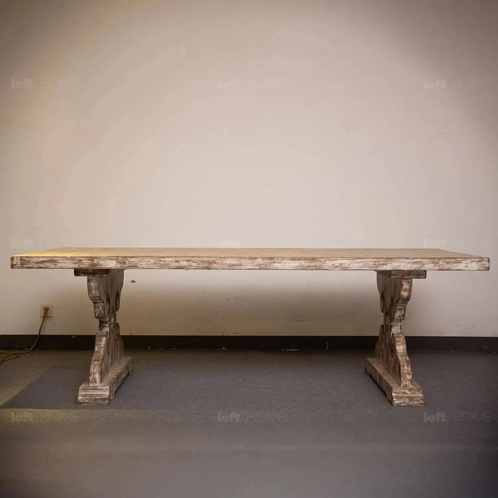 Rustic pine wood dining table sherlock in still life.