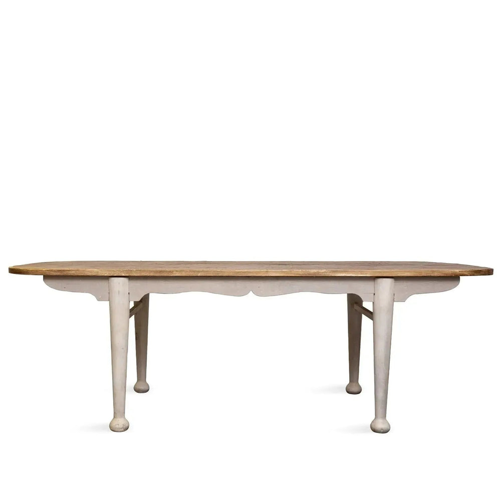 Rustic pine wood dining table shore in white background.