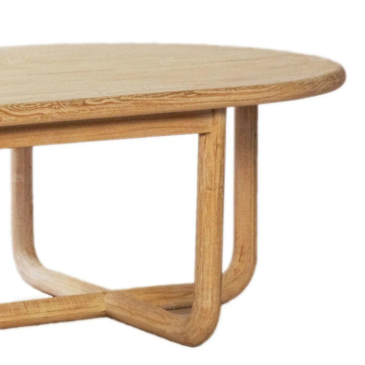 Rustic pine wood coffee table kokoro in close up details.