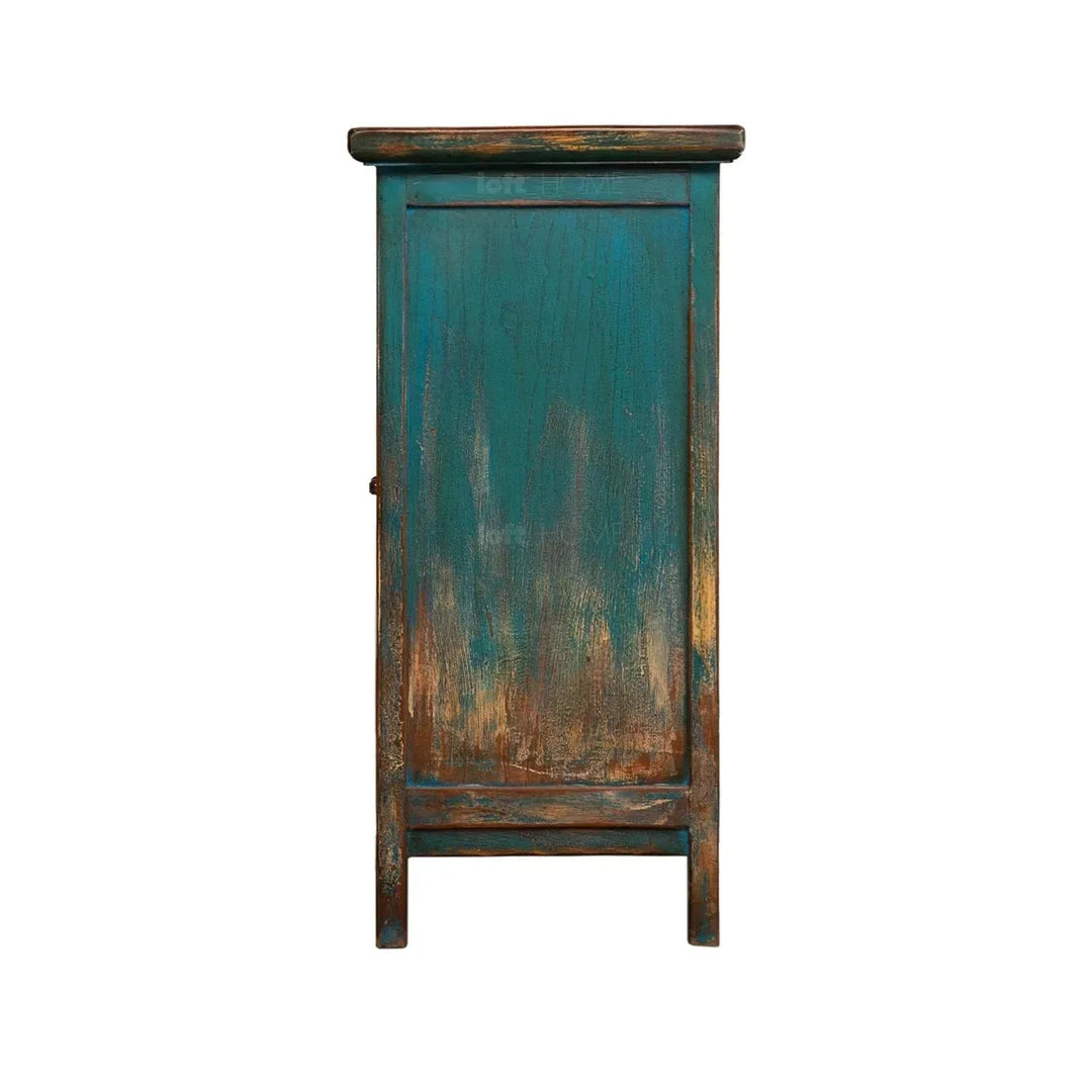 Rustic pine wood storage cabinet heirloom in real life style.