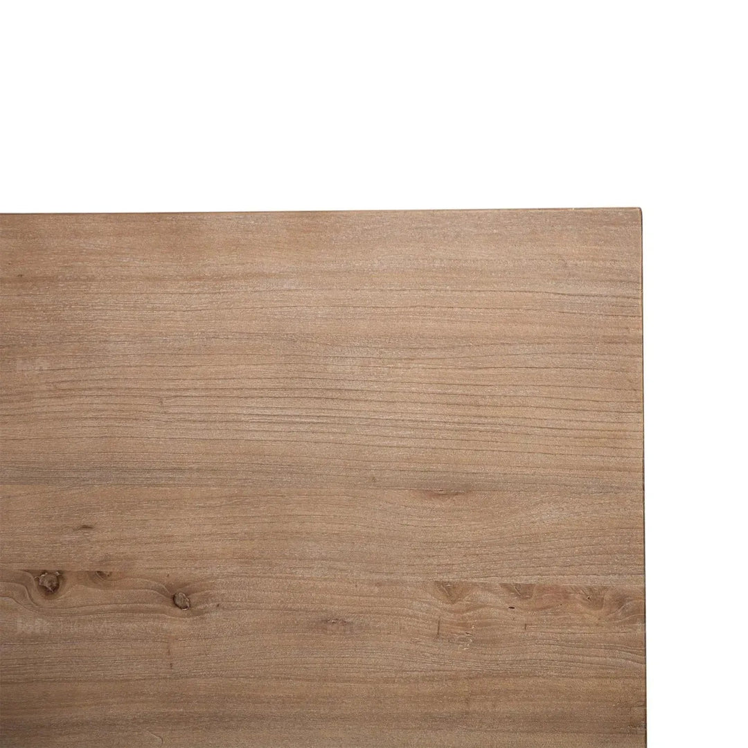 Rustic wood dining table splendor in close up details.