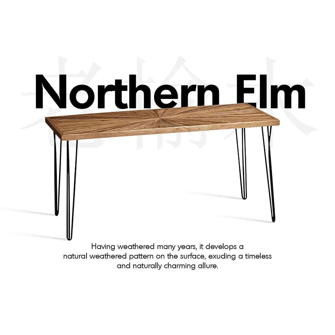 Rustic elm wood dining table ordinary elm layered structure.