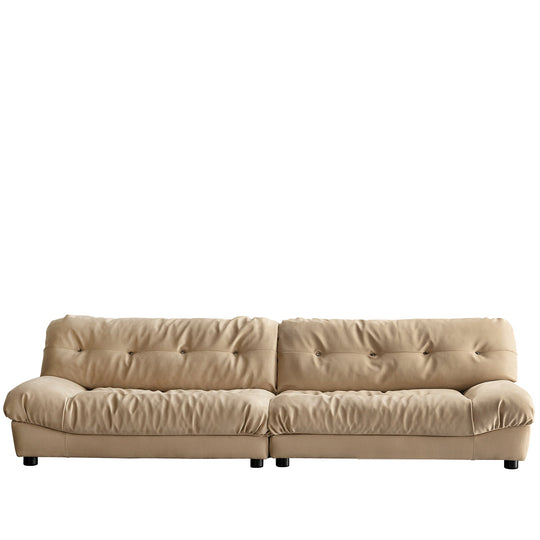 Bauhaus suede fabric 4 seater sofa milano in white background.
