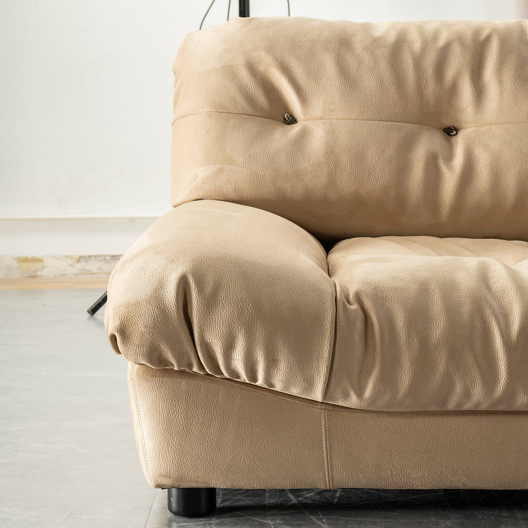 Contemporary suede fabric 4 seater sofa milano in details.
