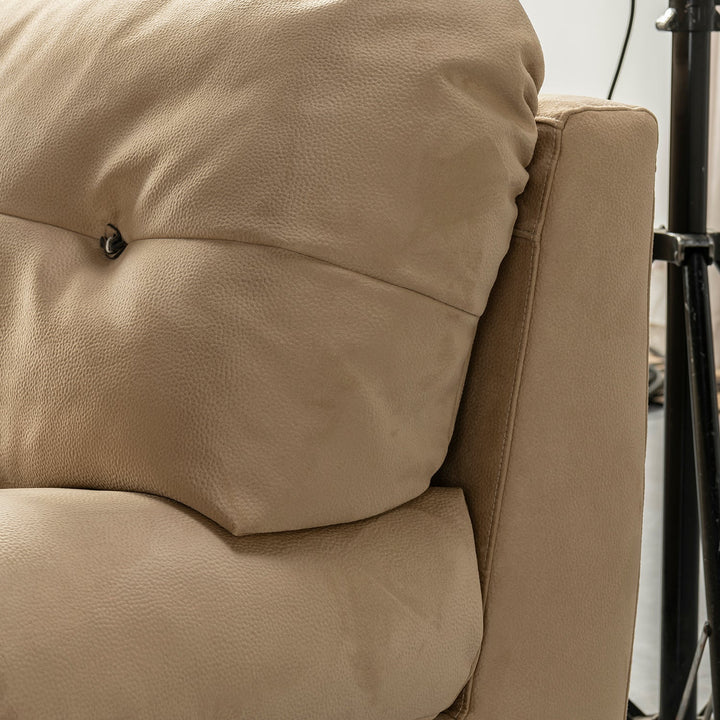 Contemporary suede fabric 4 seater sofa milano in panoramic view.