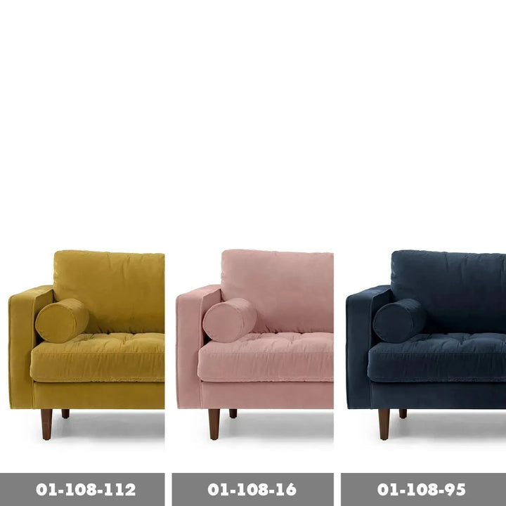 Scandinavian Velvet 3 Seater Sofa SCOTT