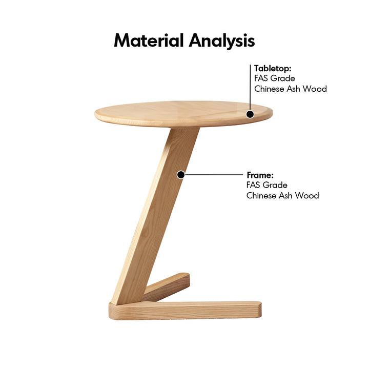 Scandinavian Ash Wood Side Table ZETA