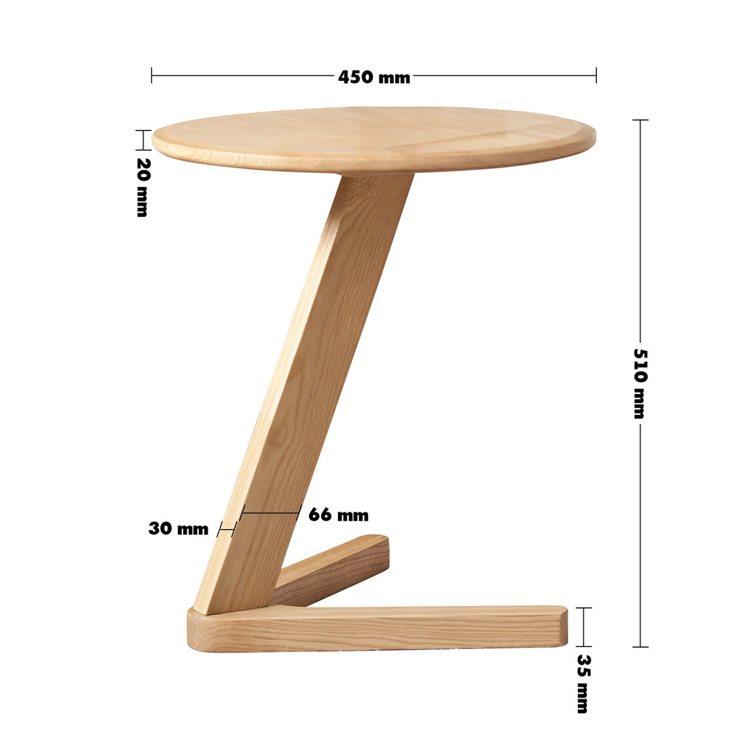 Scandinavian Ash Wood Side Table ZETA