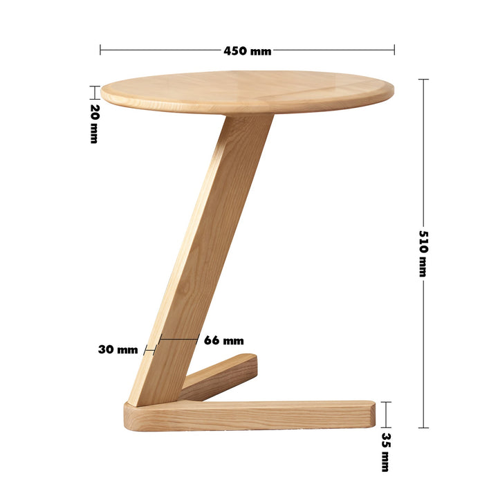 Scandinavian Ash Wood Side Table ZETA