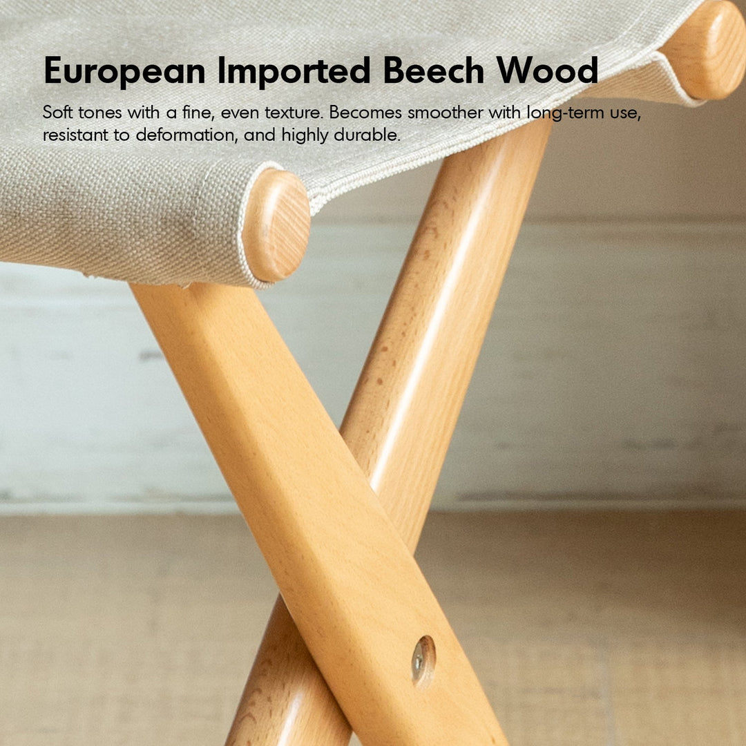 Scandinavian beech wood canvas folding stool kaya conceptual design.