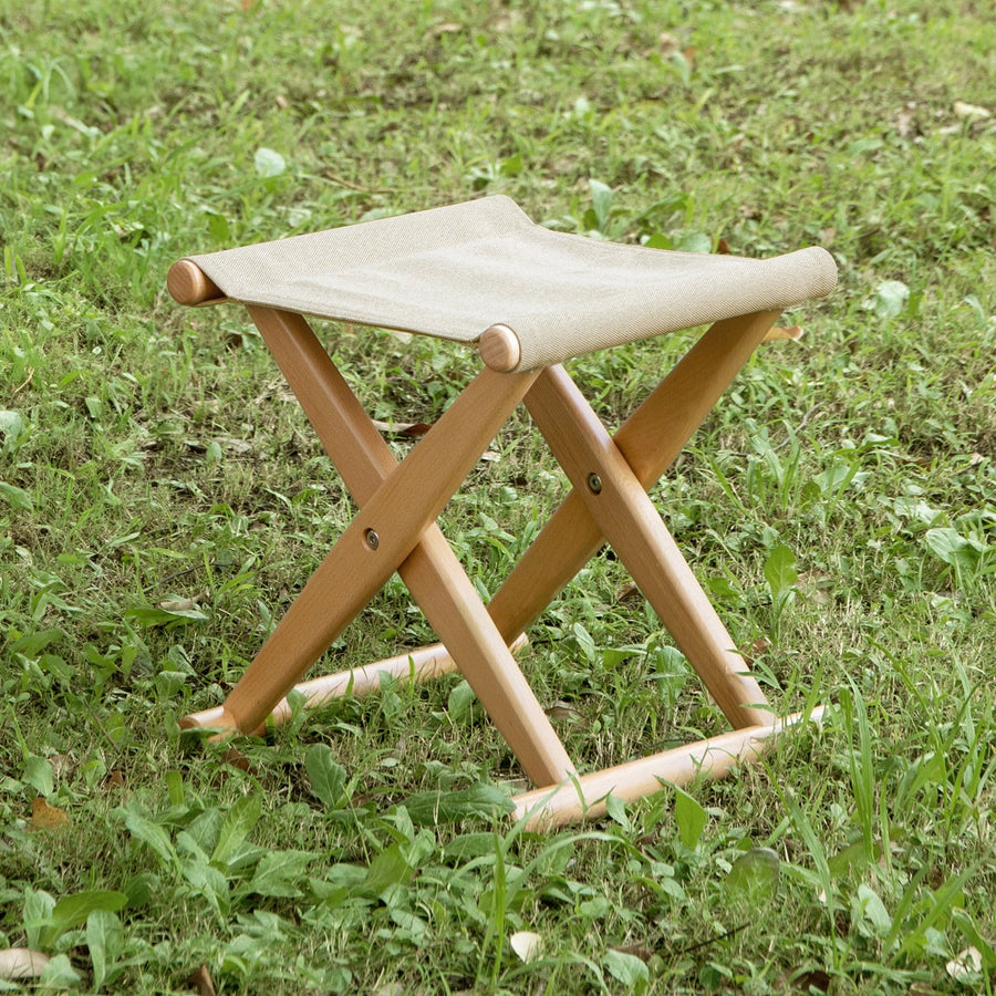 Scandinavian beech wood canvas folding stool kaya primary product view.