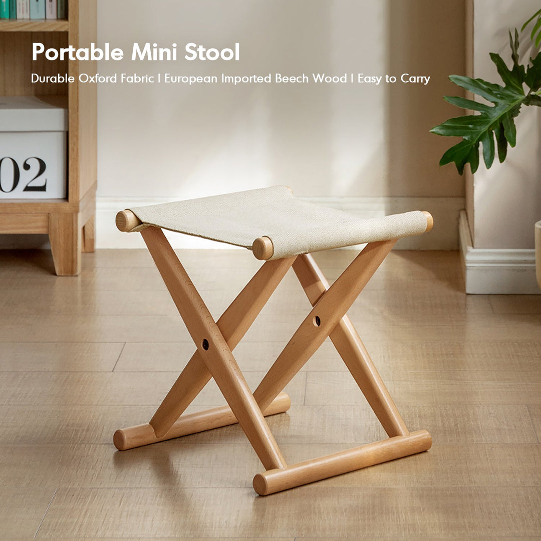 Scandinavian beech wood canvas folding stool kaya material variants.