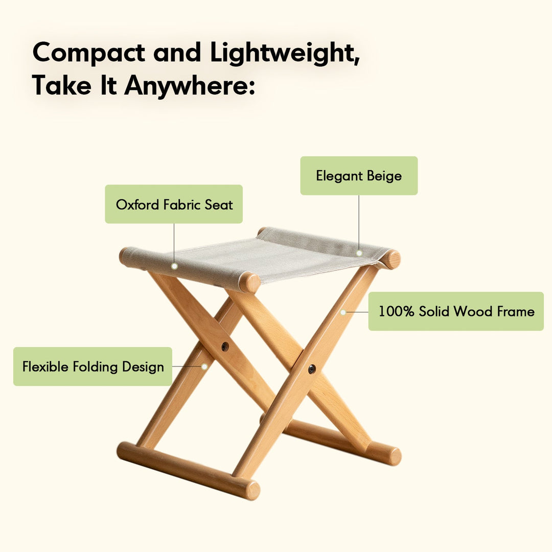 Scandinavian beech wood canvas folding stool kaya in real life style.