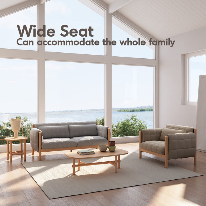 Scandinavian Beech Wood Fabric 2 Seater Sofa HILDA ST